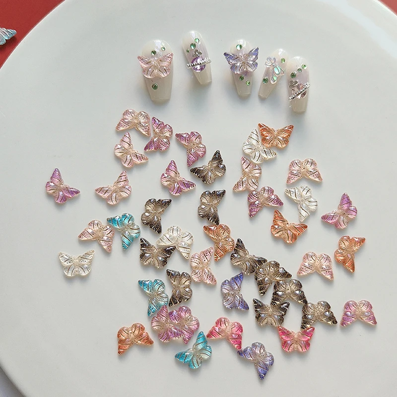 20pcs 3D Butterfly Nail Accessories ，Colorful BowKnot Nail Stud Rhinestones Crystal Design DIY Decoration Jewel Stones