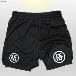 Goku Anime Men's Swim Shorts Quick Dry 2 In 1 Shorts Breathable Drawstring With Pockets For Surfing Beach Summer Sweatpants