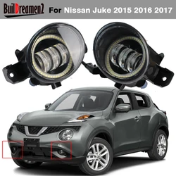 2 Pieces Car Front Bumper LED Fog Light Assembly Angel Eye DRL Daytime Running Lamp 30W 6000LM For Nissan Juke 2015 2016 2017