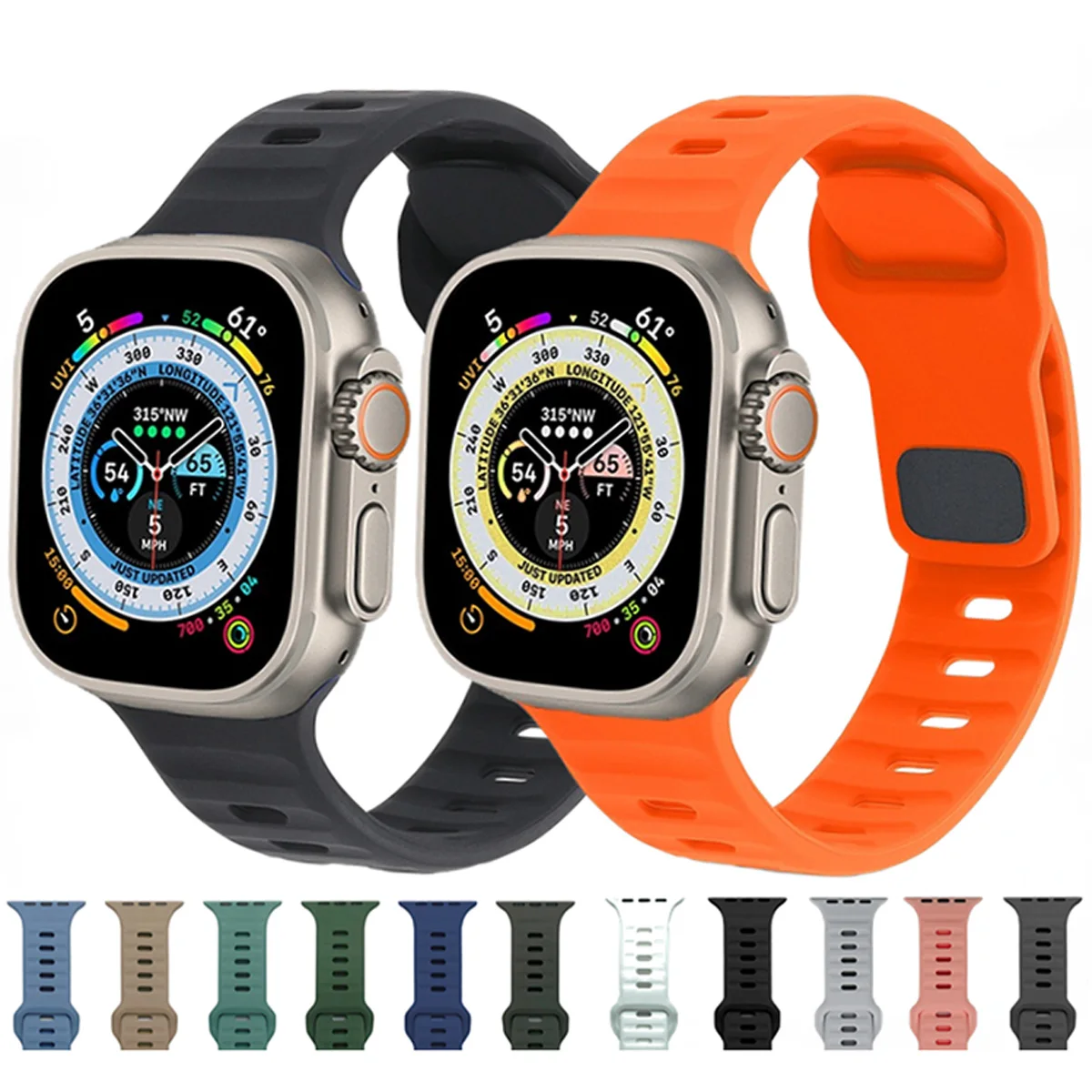 Sport Strap For Apple Watch Ultra band 49mm 45mm 44mm 42mm 41mm 40-38mm Silicone Air hole Bracelet iWatch Serie10 9 8 7 6 SE 5 4