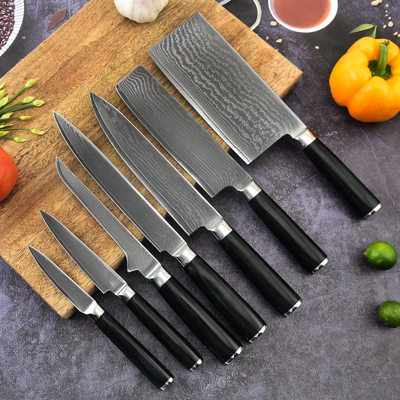 Damascus Kitchen Knife Set 67-Layer Japanese VG10 Steel Chef's Knife Utility Santoku Salmon Sushi Knife