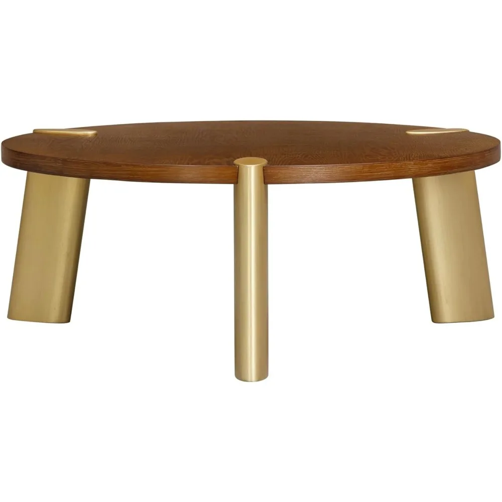 طاولة قهوة بوهو خشبية مستديرة مقاس 40 بوصة لغرف المعيشة وتناول الطعام - مقاومة للماء والحرارة، جوز داكن #3