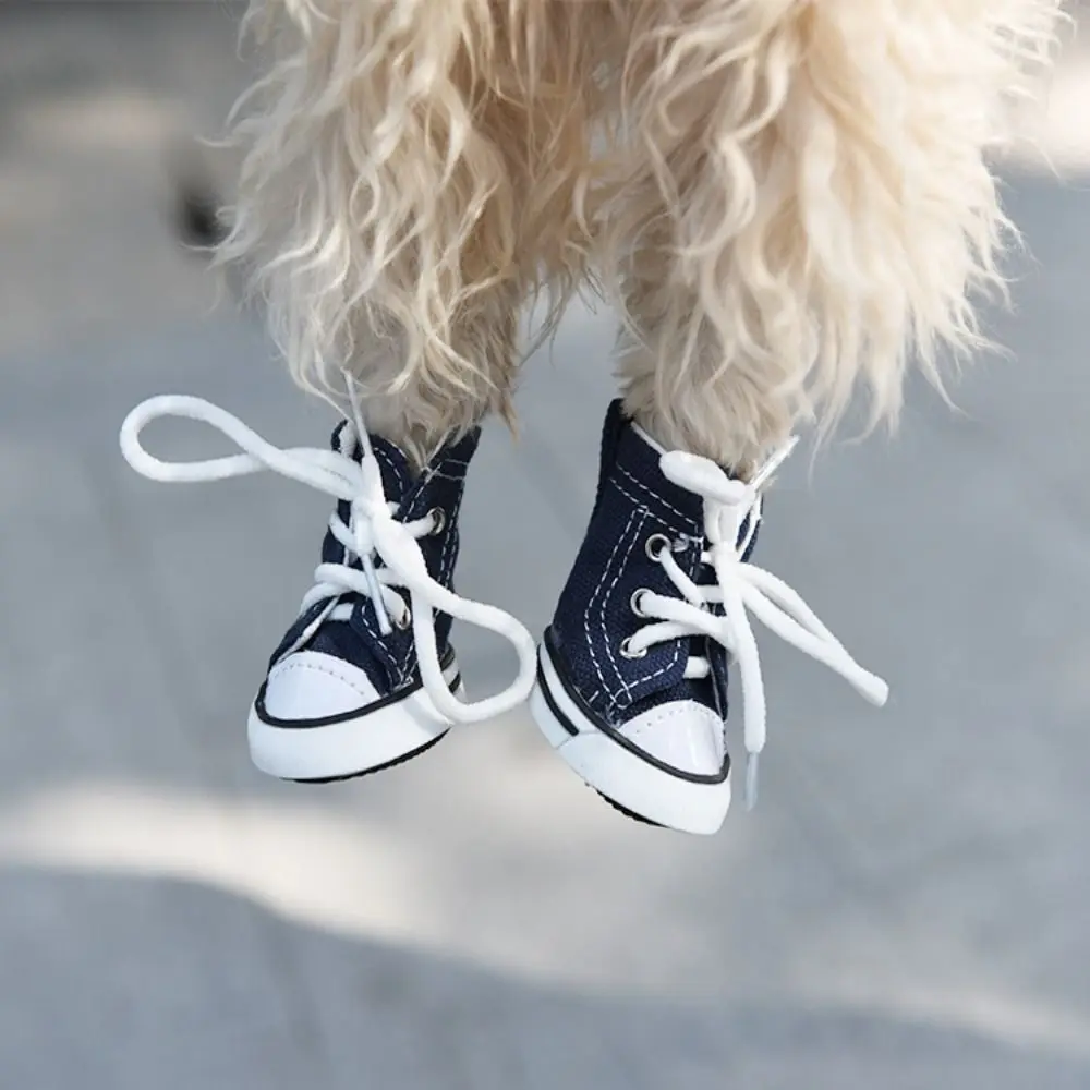 4PCS/Set Anti-skidding Denim Canvas Dog Shoes Pet Shoes Waterproof Shoes Sneakers Breathable Booties Pet Supplies High Quality