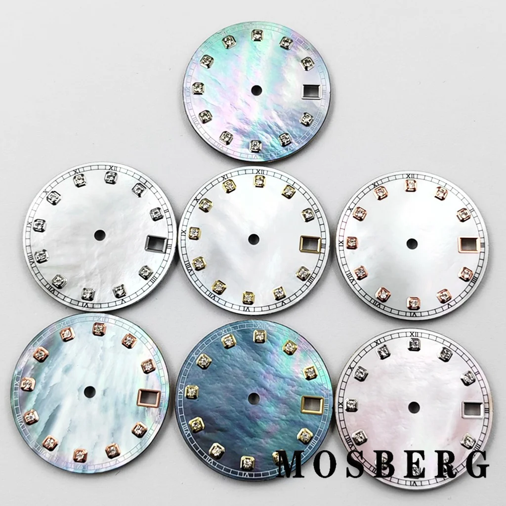 28.5 مللي متر ساعة الطلب ل NH35 NH35a مع نافذة التاريخ أزرق أبيض اللون الساعات أجزاء ملحقات الحركة التلقائية