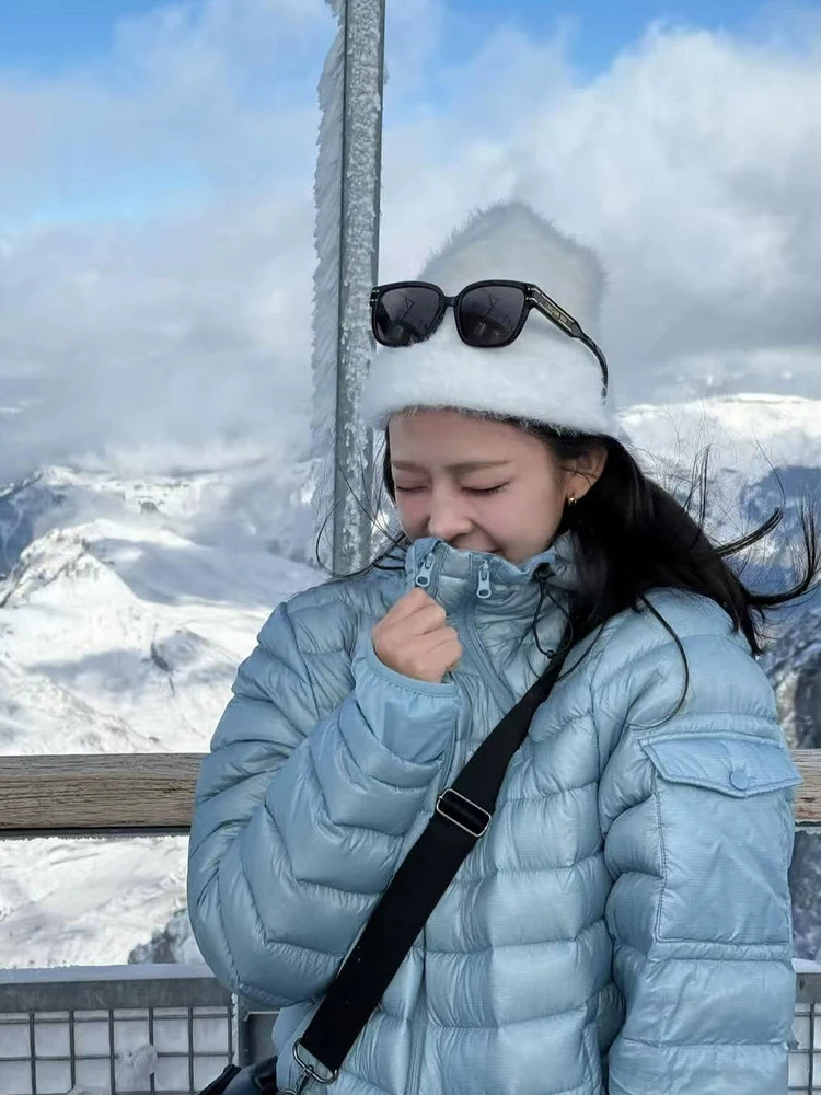 軽量パッド入りジャケット レディース カジュアル ルーズフィット ダウン風 フード付きコート 暖かい スリーブレッド スレ 多用途 軽量コート