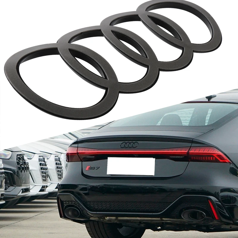 Emblema de Capô Frontal em ABS Cromado Preto com Logo 4Rings para Audi A3 A4 A5 A6 A7 A8 C7 C6 C5 B5 B6 B7 TT