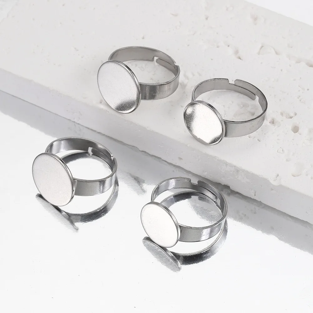 10個のステンレススチールリング、調節可能なリング、平らなベ - Ring Set Adjustable のレビューと価格