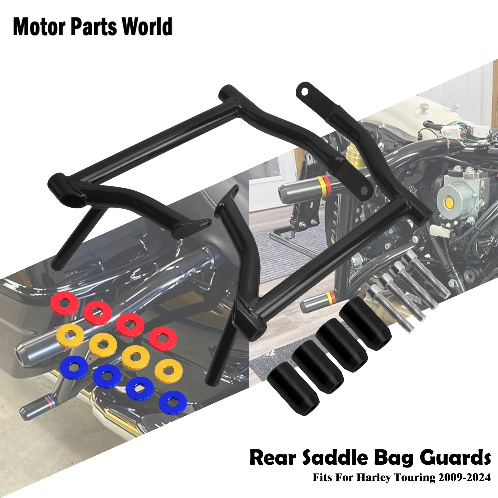 

Saddlebag Rear Crash Bars Motorcycle Guard Rail Birds Bracket For Harley Touring Road King Electra Street Glide Ultra 2009-Later