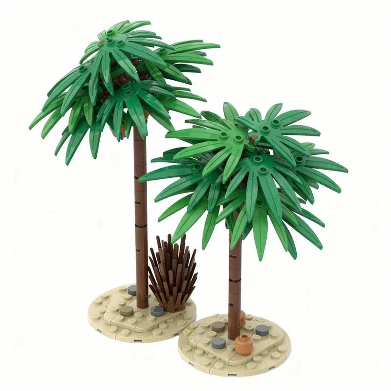 114pcs MOC Plants Trees Collection Coconut Palm Trees Creator Creator Expert Model Building Blocks Construction 3D Creative