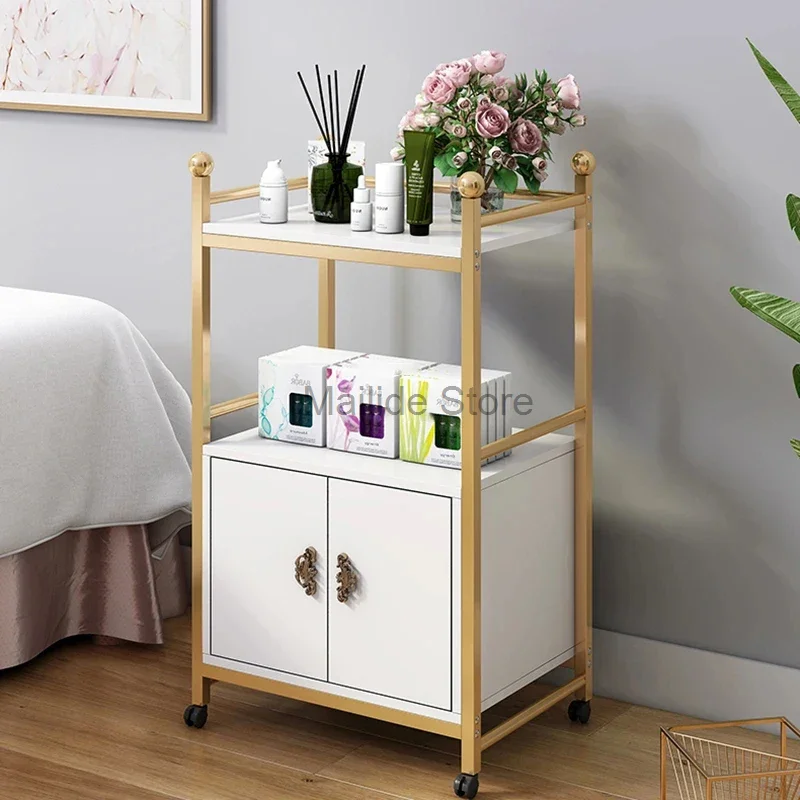 Light Luxury Iron Art Salon Trolleys Household Storage Cabinet Simple Salon Furniture Storage Removable Manicure Tool Trolley