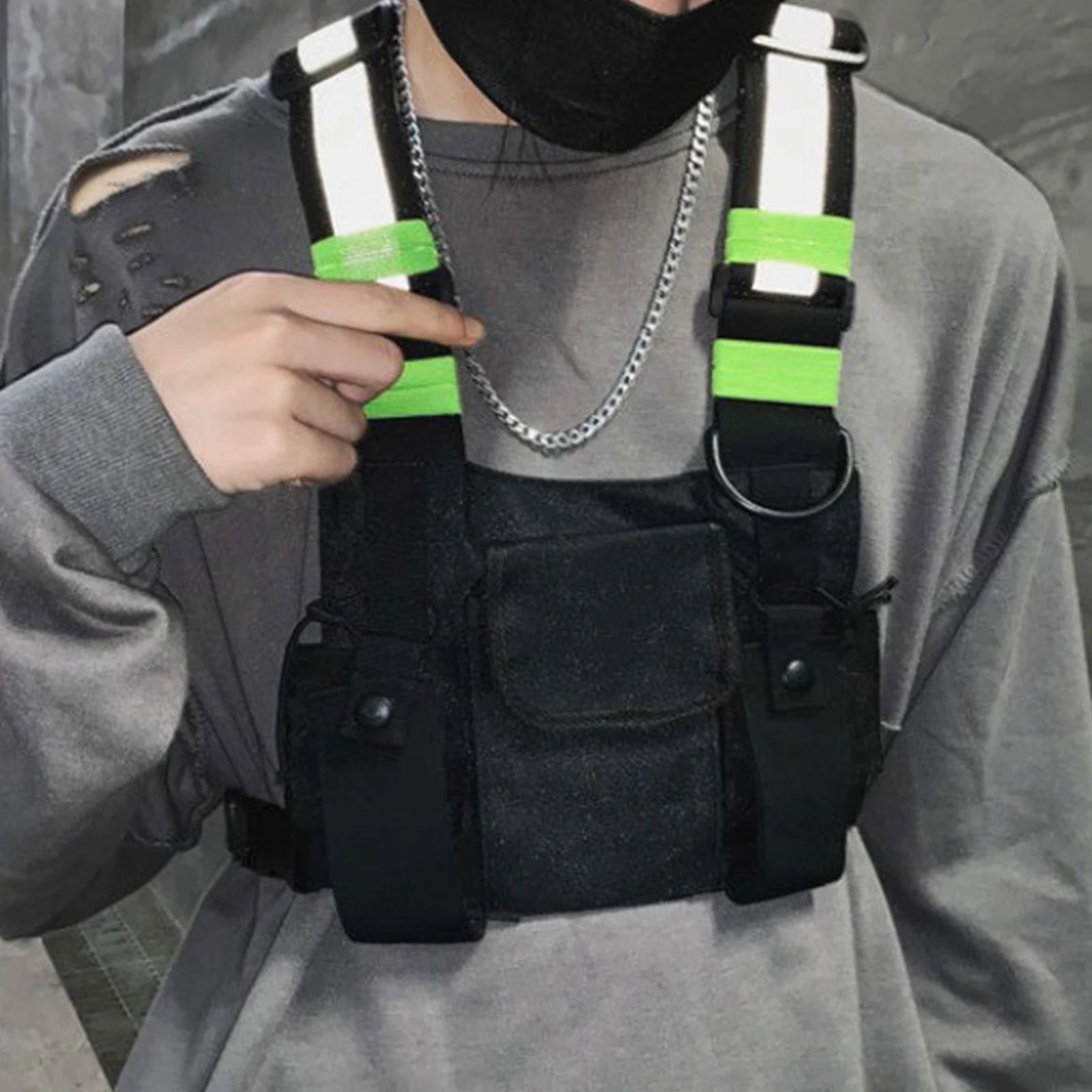 

Рюкзак для тренировок на открытом воздухе, светоотражающие полосы, жилет с несколькими карманами, дышащая модная спортивная нагрудная сумка для фотографии, кемпинга