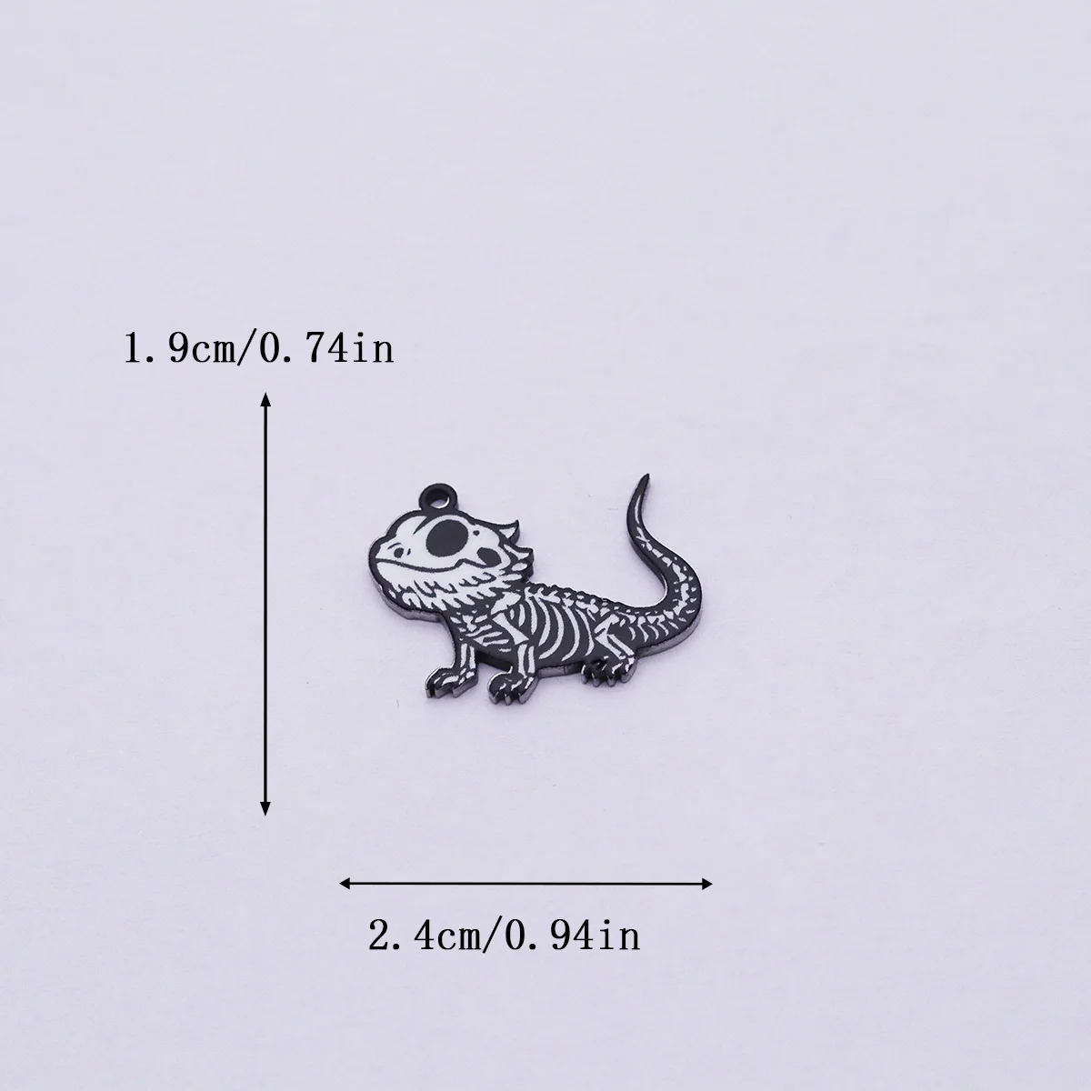 2 قطعة الشرير الأسود نمط السحلية الفولاذ المقاوم للصدأ قلادة جالبة للحظ لصنع المجوهرات سلاسل المفاتيح هالوين الأحفوري الهيكل العظمي لتقوم بها بنفسك لوازم #2