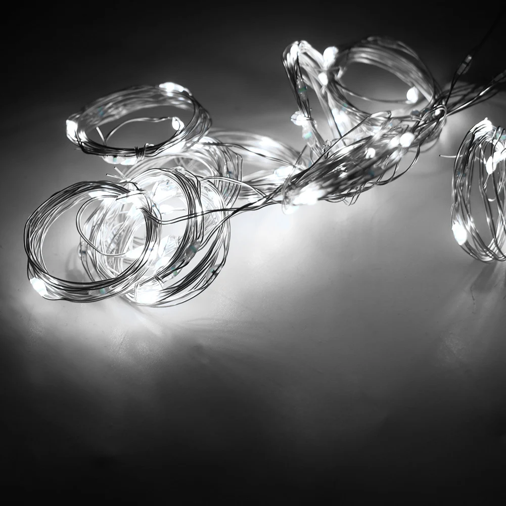 

3x1m 100LED Pure White USB Remote Control Copper Wire String Light 8 Modes Curtain Lamp Decoration for Party Wedding 5V Plastic