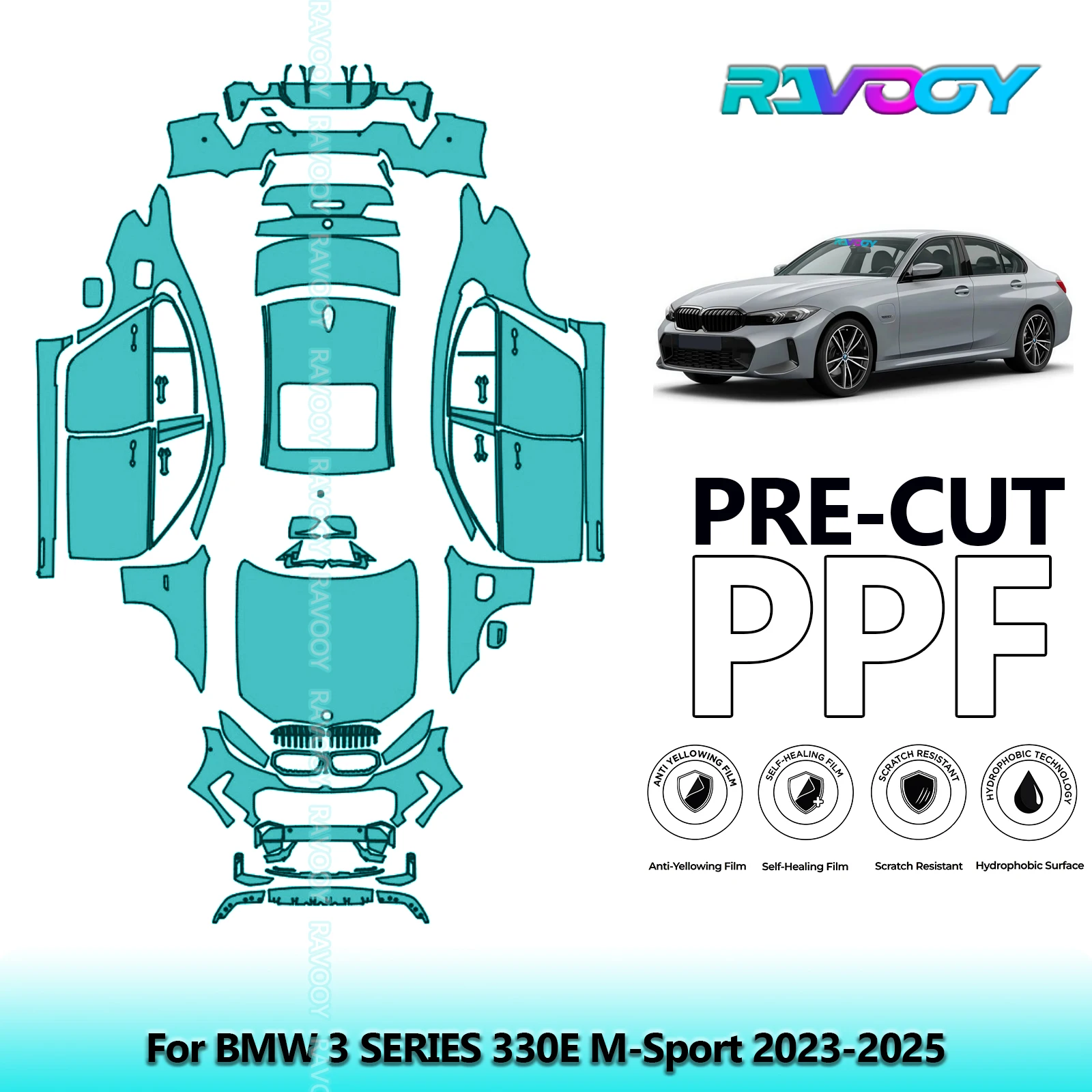 

Car Precut PPF Paint Protection Film Full Vehicle For BMW 3 SERIES 330E M-Sport 2023-2025