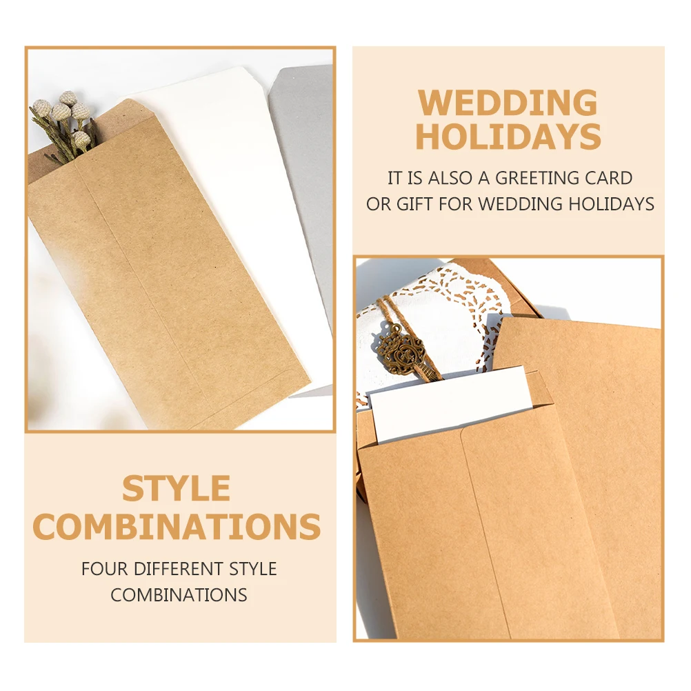 

40pcs Kraft Paper Envelopes Brown Small Office Invitation Cards Greeting Package Portable Storage Gift Banquet