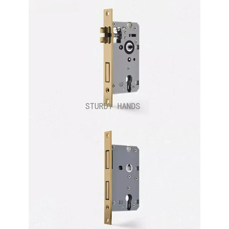 1 Juego de cerradura de puerta antirrobo de tipo dividido de lujo silenciosa de aleación de zinc dorado, cerradura de manija de doble cara para interior de dormitorio