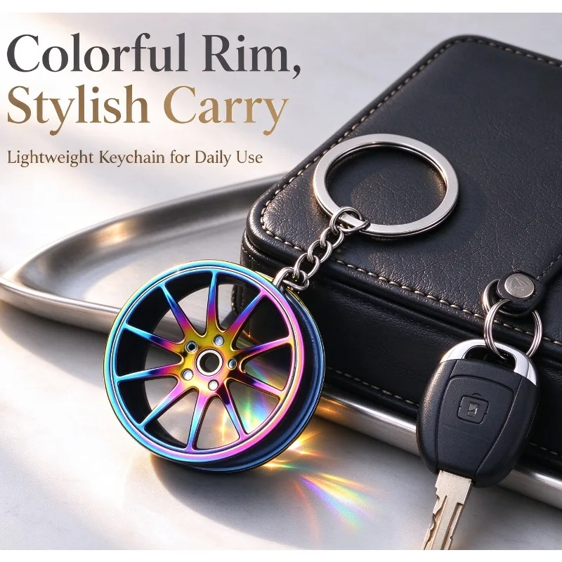 Mini Car Wheel Rim Keychain Metal Key Ring Pendant For Men Car Enthusiast Gift Key Chain For Bag Key Decoration