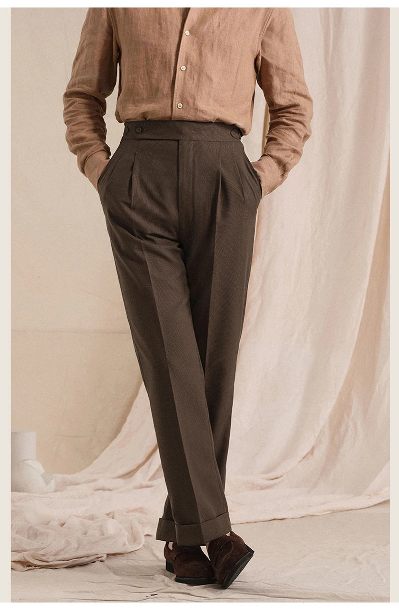 Мужские брюки из 100% натурального льна, элегантная и роскошная мужская мода для деловой повседневной одежды, удобная и дышащая