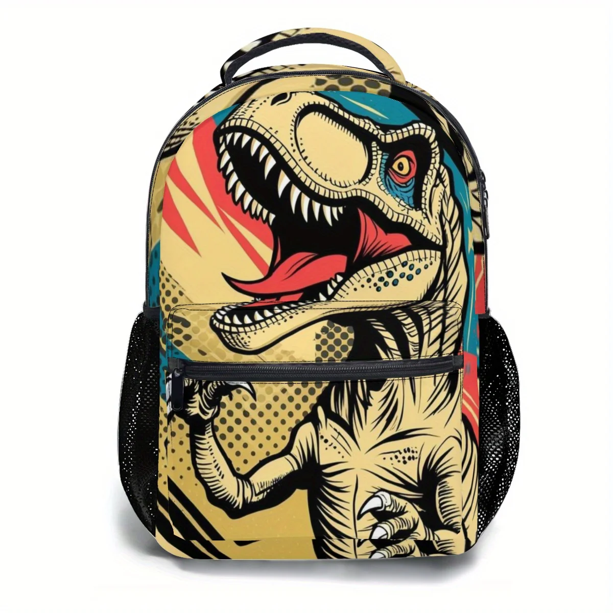 Stylish Dinosaur Backpack with Cartoon Dinosaur Print - 17 Inch Lightweight School Bag, Tablet Compartment Adjustable