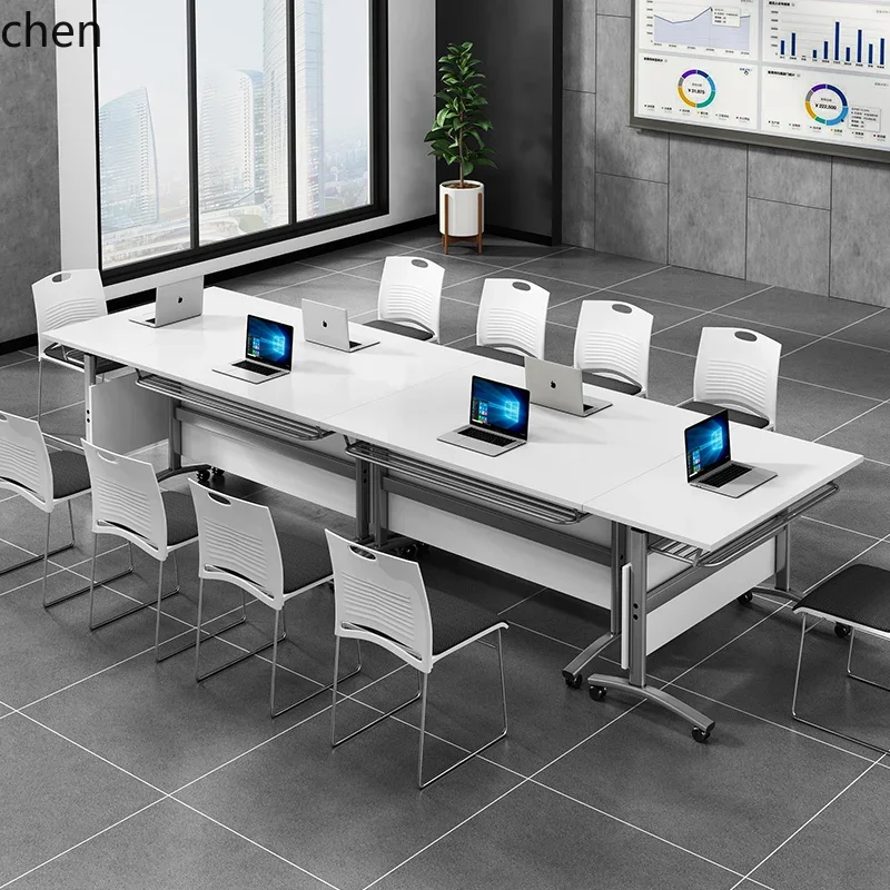 DSAFolding Conference Table Combination Mobile Splicing Flip Table Double Seat Office Desk