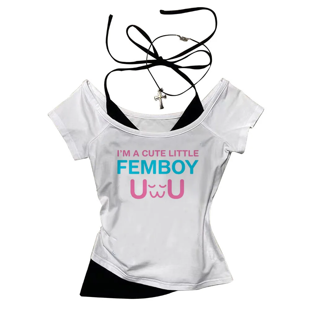 Femboy crop top gothic  shoujo girl style gyaru corset harajuku Grunge summer y2k girls clothing