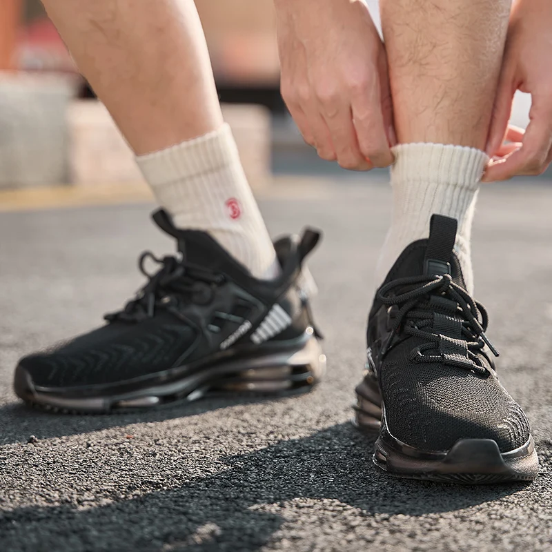 

High-quality Men's Fei-woven Lace-up Thick-soled High-rebound Shock-absorbing Cushioning Lace-up Large-sized Running Shoes