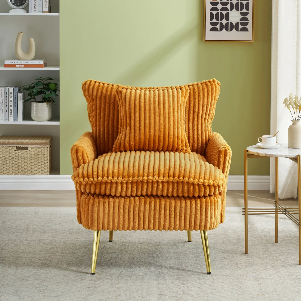 

30.31 inch single chair Fashion sofa, yellow sofa, coarse corduroy fabric, soft and comfortable, Living Room Chairs