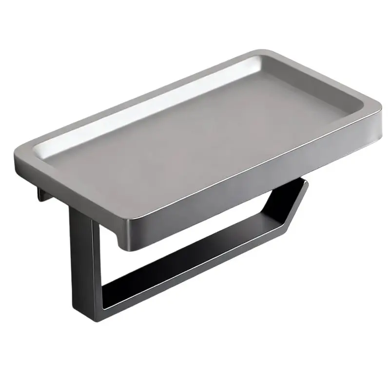 

ABVJ-Wall-Mounted Dark Toilet Paper Holder With Shelf, Premium Aluminum, Ideal For Bathroom And Kitchen