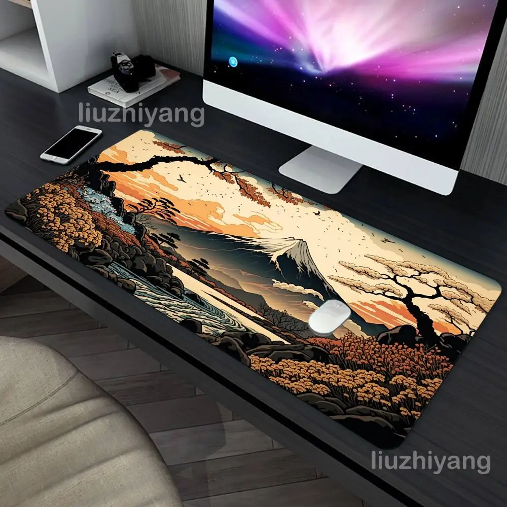 Landscape Art Mouse Pad Large Computer Office Game Table Mat 90x40 XXL Rubber Anti-slip Stitch Edge Keyboard Mats Long Desk Pads