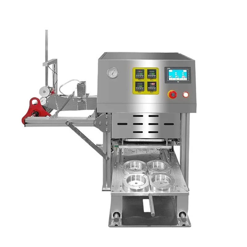 

soy milk paper cup filling machine, sauce milk tea jelly cup sealing machine customization