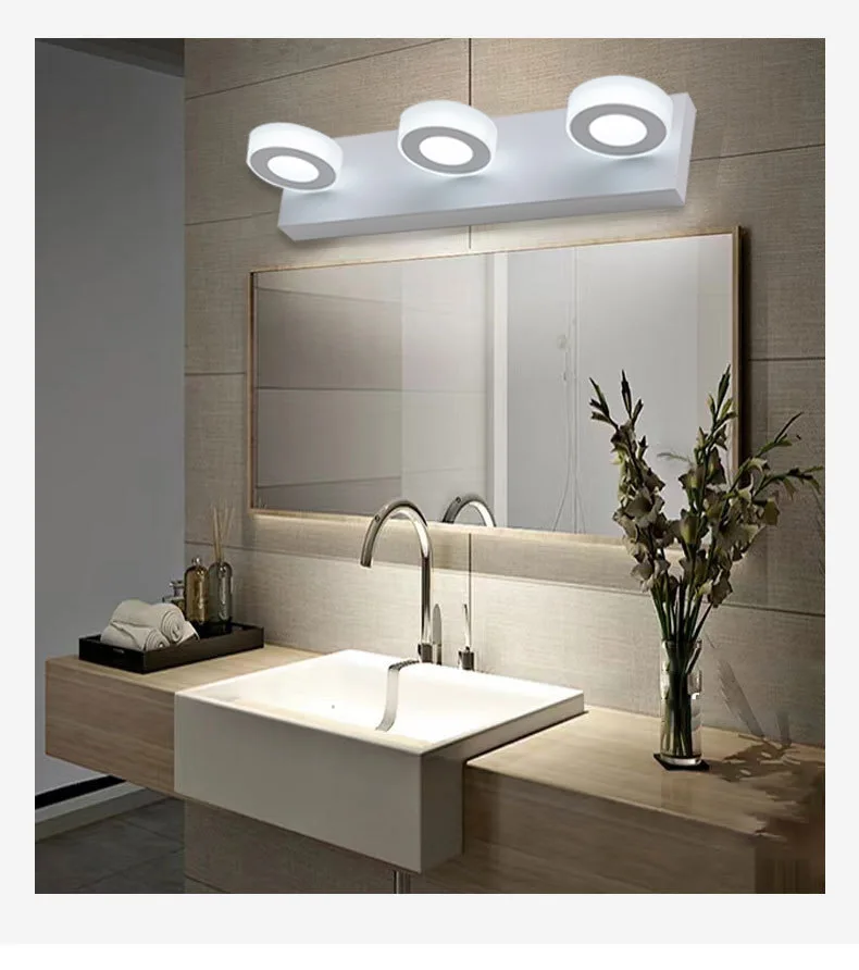 Acrylic Wall Light LED Mirror Headlight Rotatable Lamps Holder Bathroom Mirror Cabinet Lamp Light Bedroom Multi-head Simple