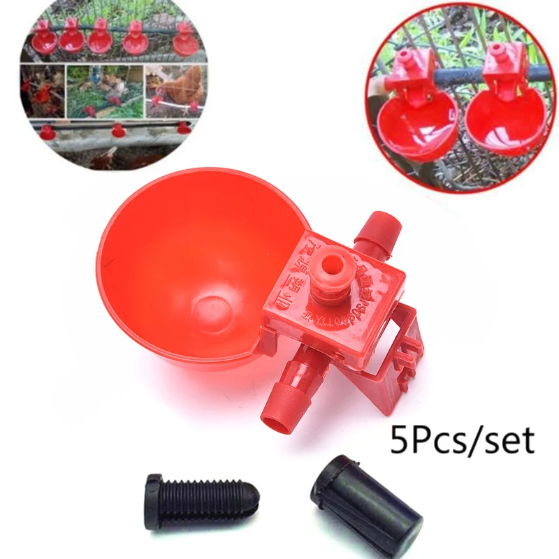 5pcs Chicken Drinker Drinking Cups for Chickens red Quail Chicken Waterer Bowl Automatic Poultry Coop Feeder water Drinking Cups