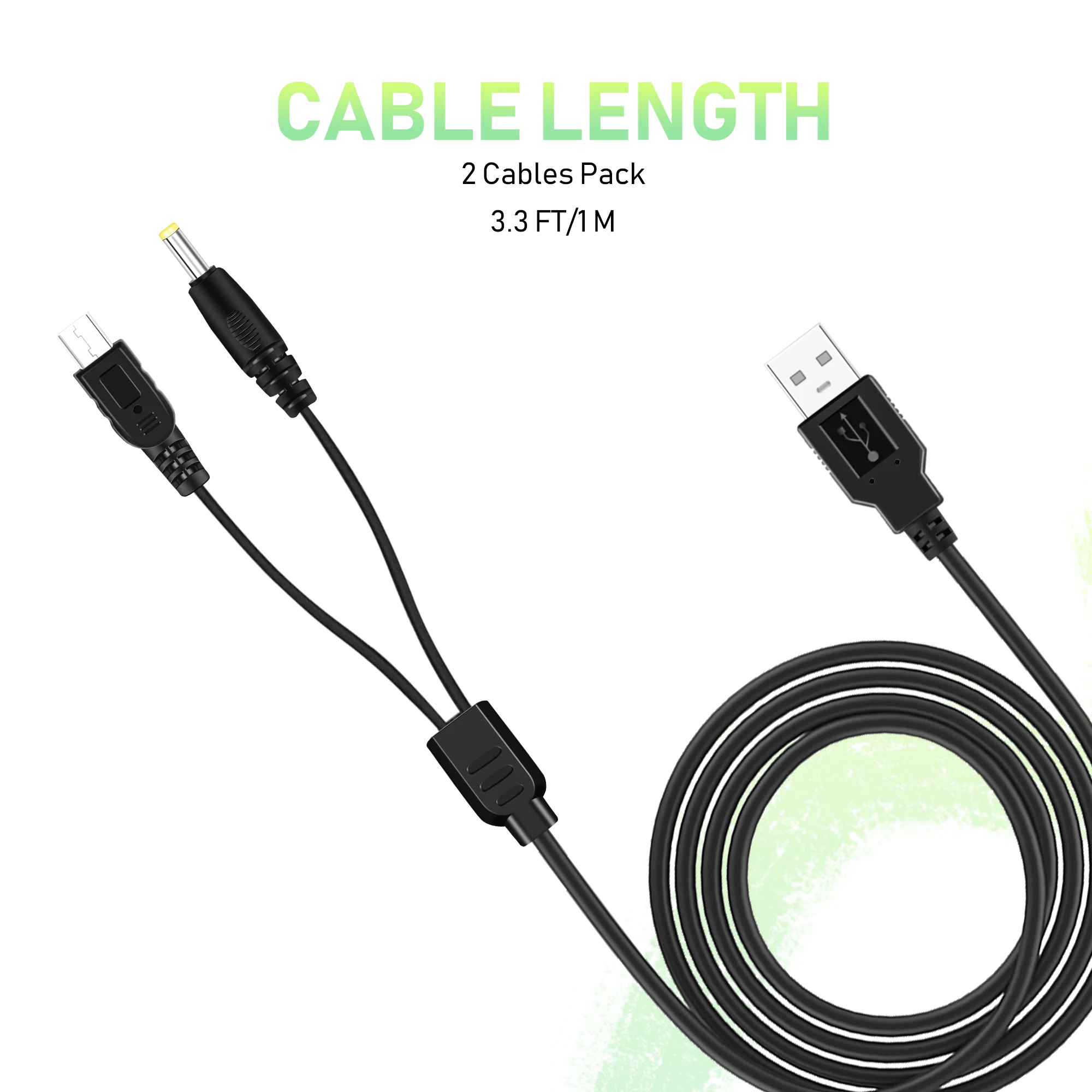 PSP كابل الشاحن ، المحمولة USB PSP سلك الطاقة والبيانات كابل لسوني PSP 1000 2000 3000 ، كابل شحن 2 في 1