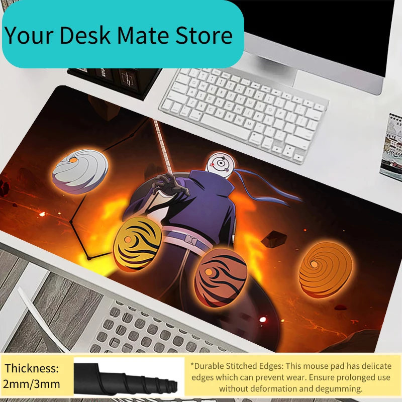 Mousepad Laptop Mouse Pad Office Accessories PC Keyboard Pad Rubber Cup Mat Soft Mouse Mat Large Naruto Obito Uchiha HD Desk Mat