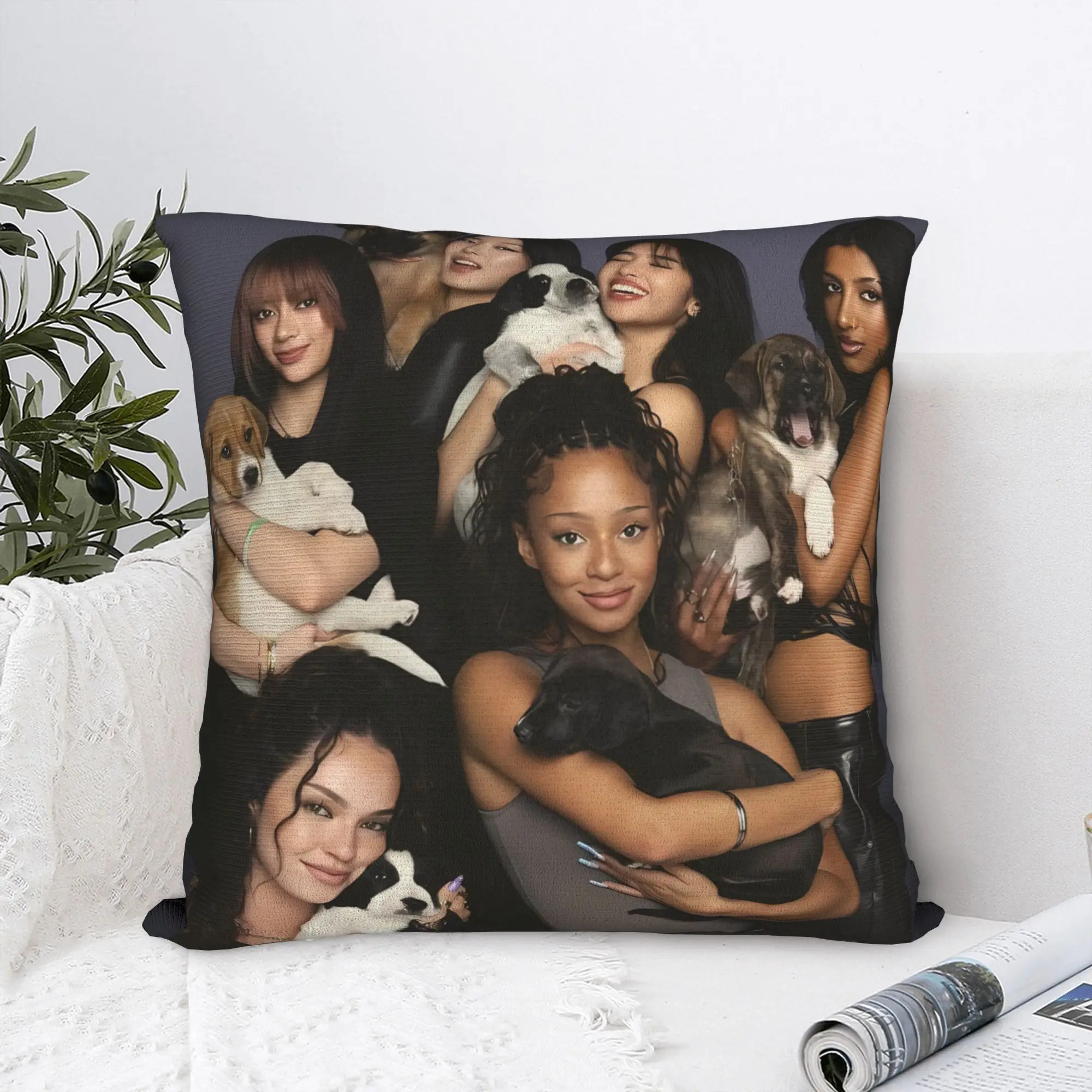Pillow Cover Katseye Kpop Music Girls  Funny Pillow Case For Sofa Couch Bed Living Room Pillowcases