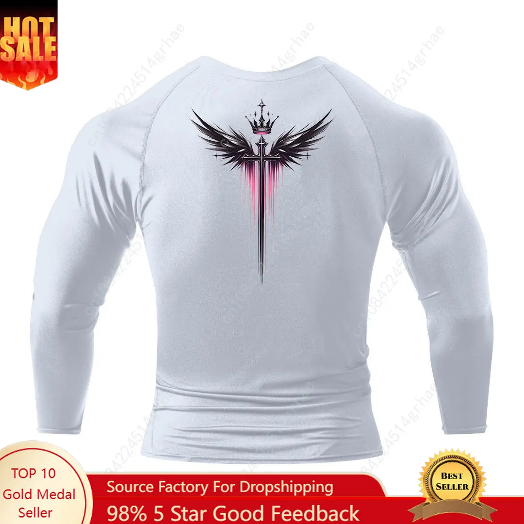 

Y2K GYM Compression Shirt Men's Running Workout Bodybuilding Summer T-Shirt Quick Dry Long Sleeves Sportwaer Tight Top Tee