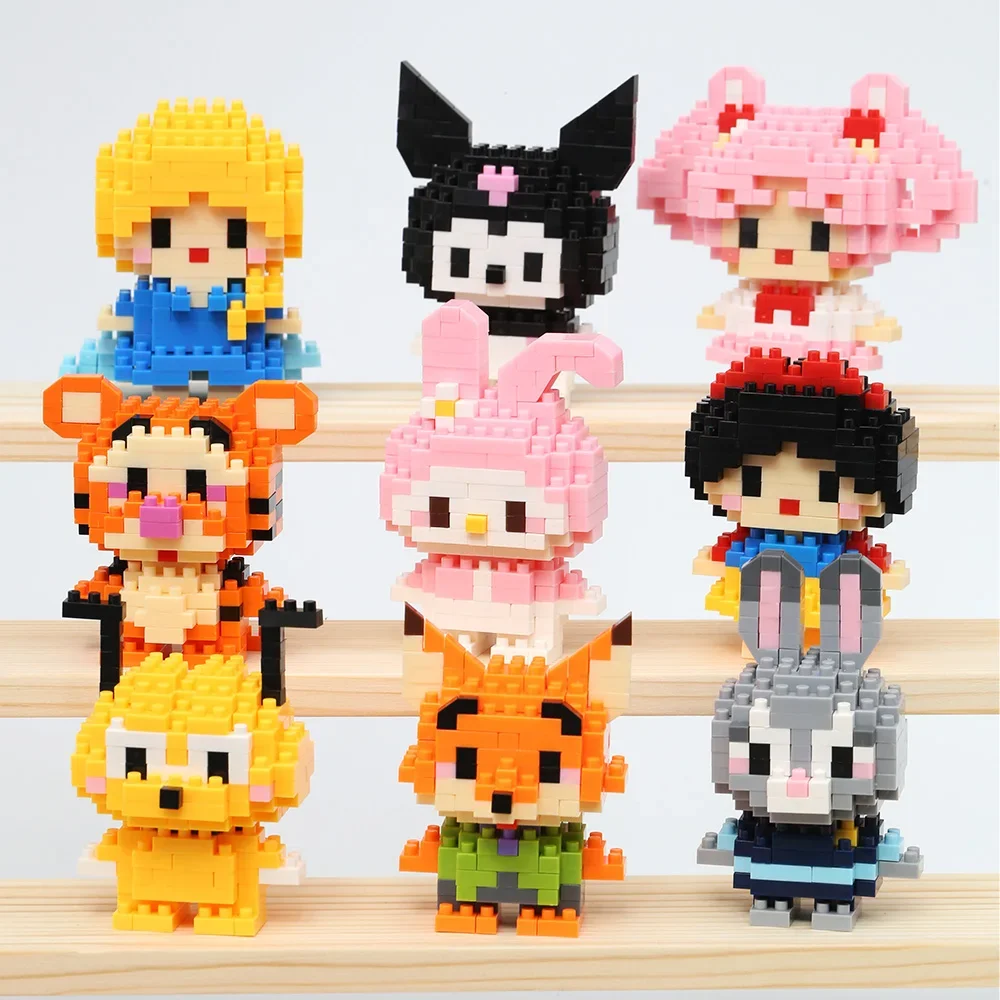 Disney Stich Mickey Anime Anime Blöcke Kuromi My Melody Diseney Cinnamoroll Maus Bausteine Puppe Spielzeug Kinder Geburtstag Geschenk