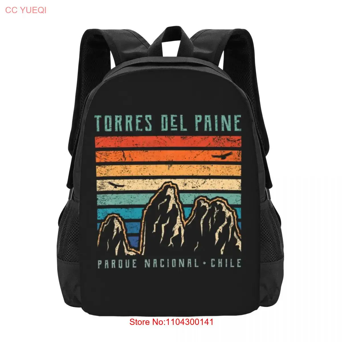 Torres Del Paine   Retro Chile Mountains   Vintage  Collaboration Backpack Large Capacity Cute Foldable  Clothes Backpacks