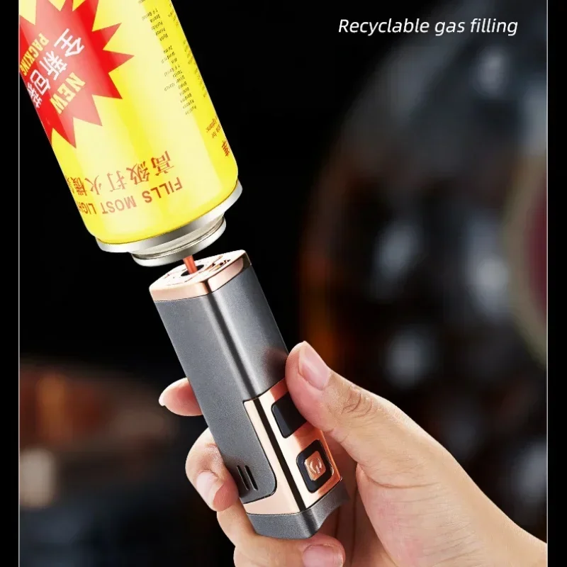 Creative Three Fire Direct Charging Blue Flame Cigar Special Spark Lighter Gas Electric 2-in-1 Portable Igniter view 4