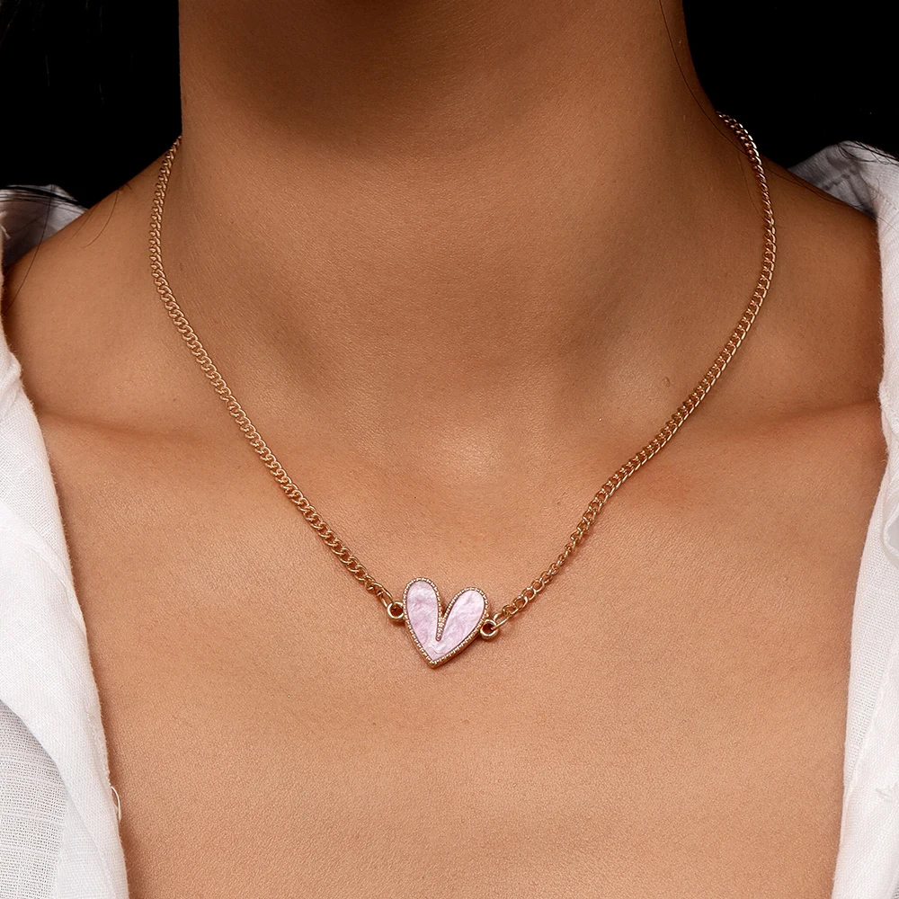 Aihua Niedliche Kawaii Mädchen Herzanhänger Halskette für Frauen Neuer Trend Mädchen Schlüsselbeinkette Party Geburtstag Schmuck Geschenke – Detail 3