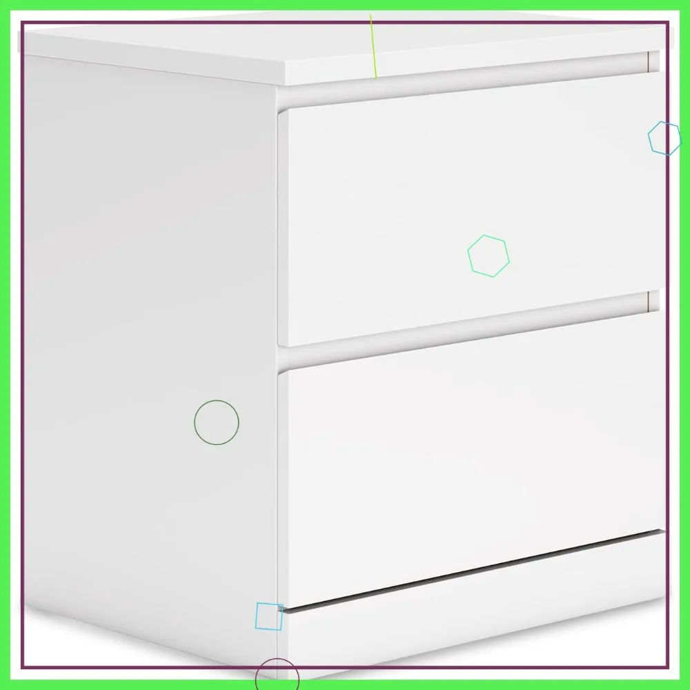 

Modern White 2-Drawer Nightstand, 21.75" Tall, Minimalist Bedside Table for Small Spaces