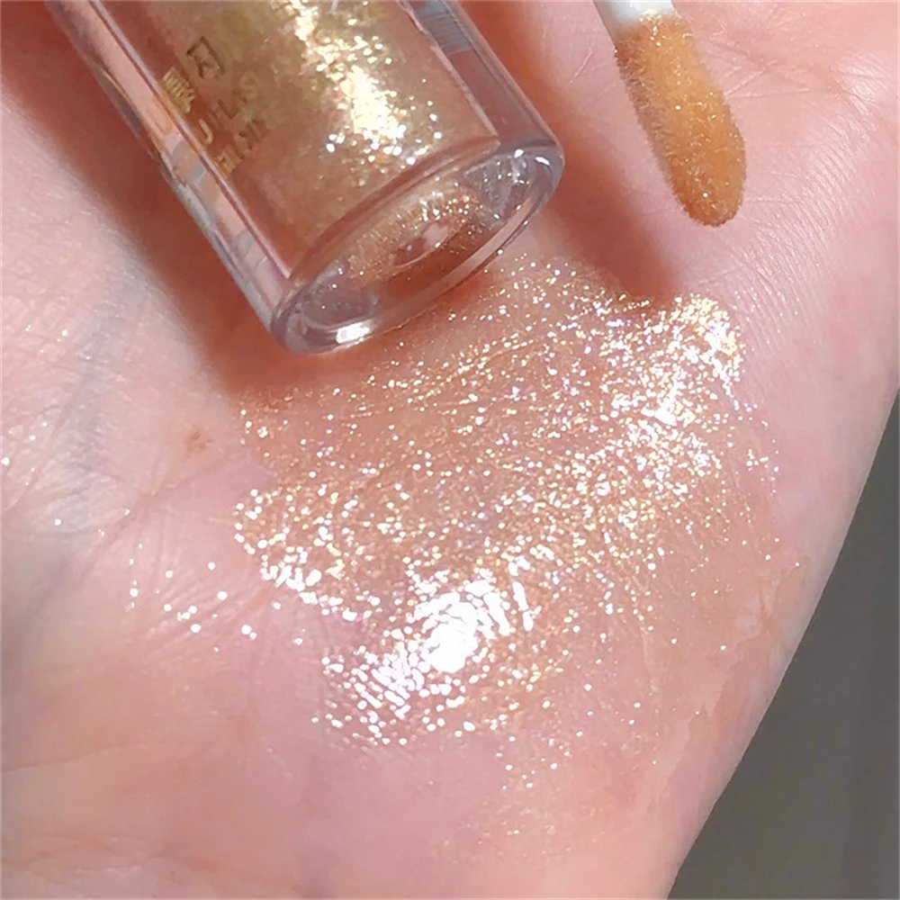 Diamond Shimmer Glitter Lip Gloss 5 สีประกาย Glitter Liquid โปร่งใสลิปสติก Pearl Lip Gloss เซ็กซี่ Pouty Lip Make Up