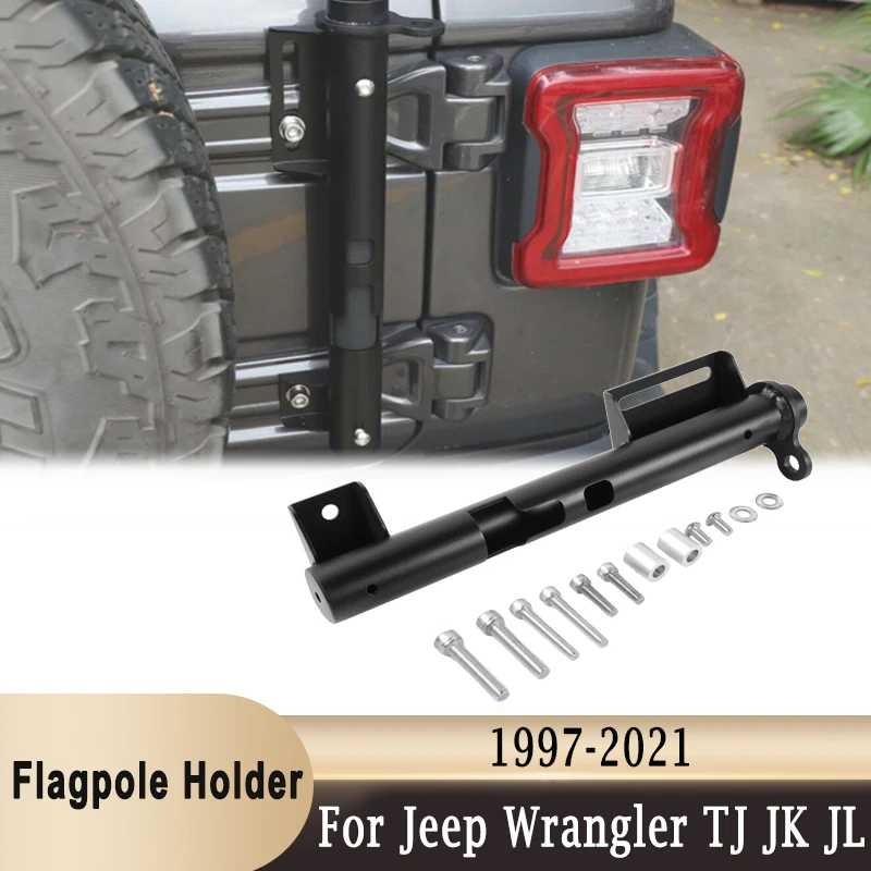 Multi-Function Alloy Flagpole Holder Bracket  for Jeep Wrangler TJ JK JL Unlimited Gladiator JT 1997-2021