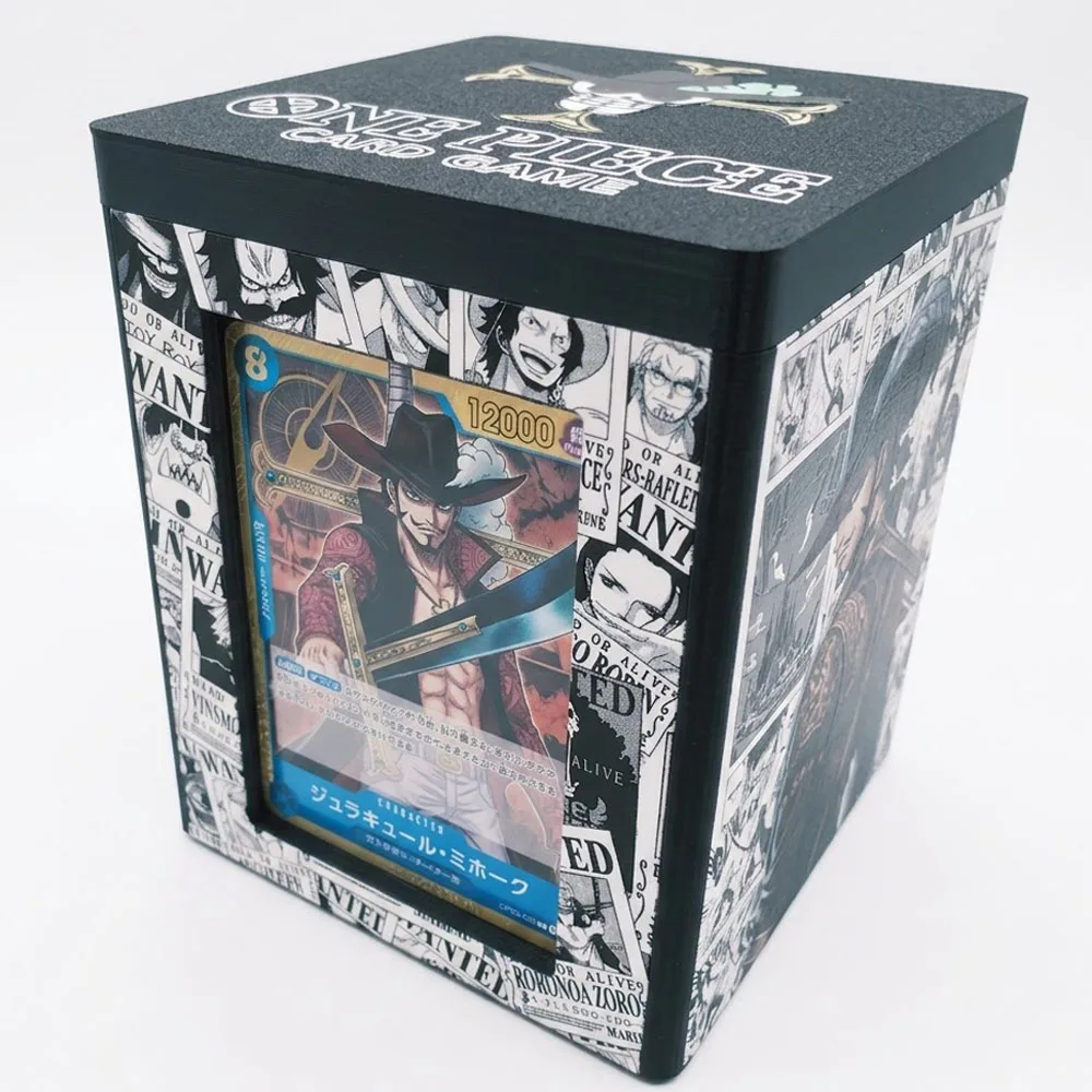 Diy Self Made One Piece Dracule Mihawk 3D Printing Card Storage Box High End Leather Card Storage Box Anime Card Gift Toy