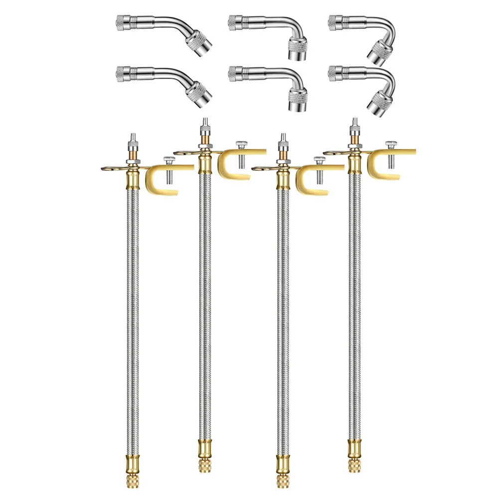 /4 /Pack /300mm For Braided Tire Valve Extension Tube With 45 90 135 Degree Bent Nozzles For Two Wheeled Trucks Caravans Aut