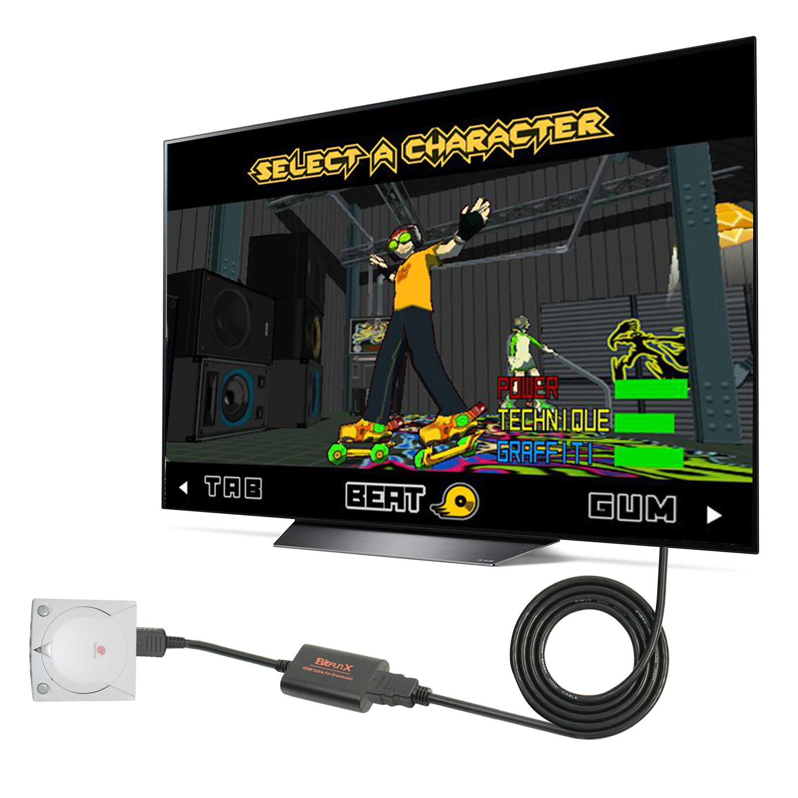 محول محول BitFunx DC HDMI متوافق مع كابل الصوت والفيديو لوحدات التحكم Sega Dreamcast كابل HDMI/HD-Link
