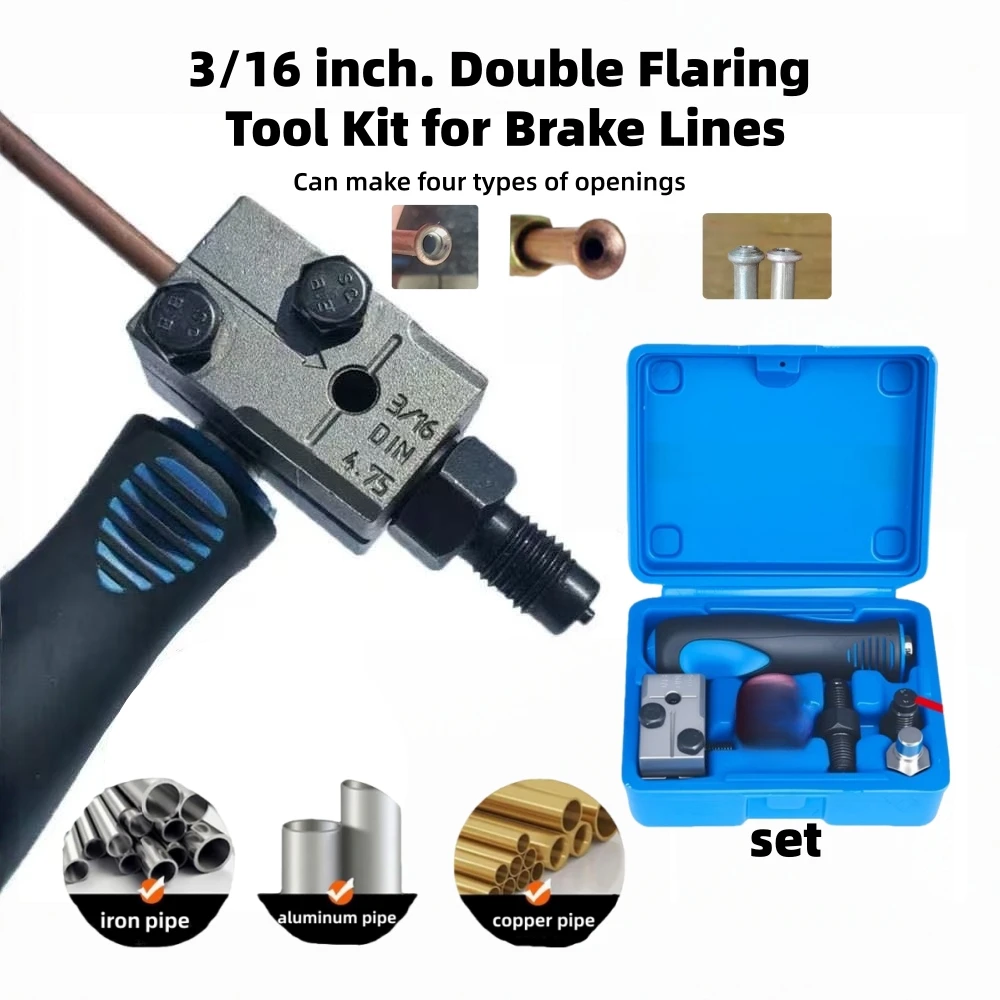3/16' Brake Pipe Double Expansion Tool Kit, General Motors Brake Pipe Flaring Tool Kit, Brake Pipe Expander Manual Repair Tool