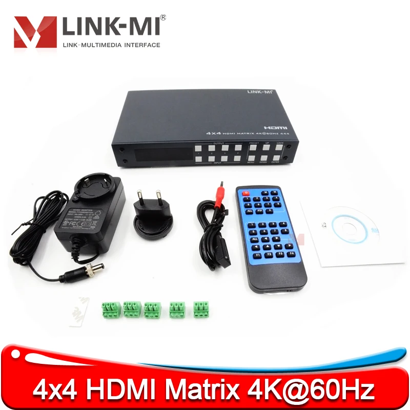 

4x4 HDMI Matrix Switcher 4K@60Hz With Audio Extraction and Multi-Control Interface