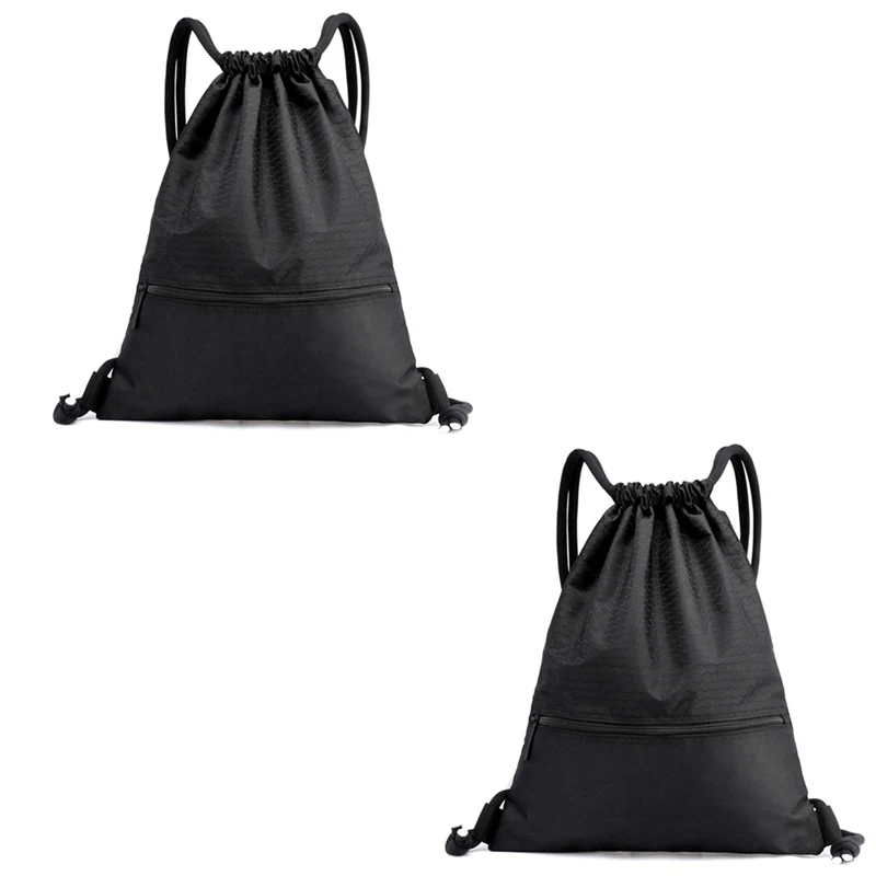 Outdoor Women Men Nylon Black Ultralight Backpack Football Basketball Bag String Drawstring Hunting Hiking Gym Sport Bags