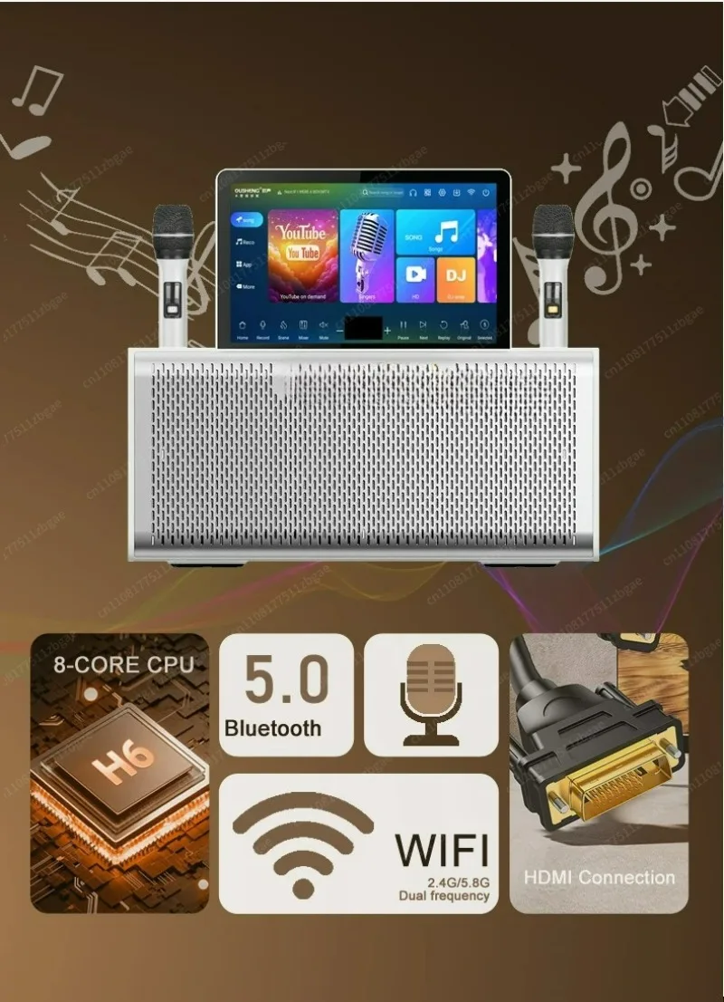 All‑in‑One Android Wireless Karaoke Machine With 2 Microphones For Home Theater Entertainment System